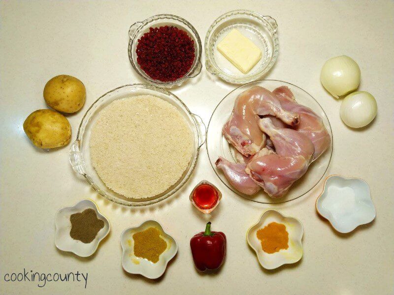 Ingredients of zereshk polo ba morgh